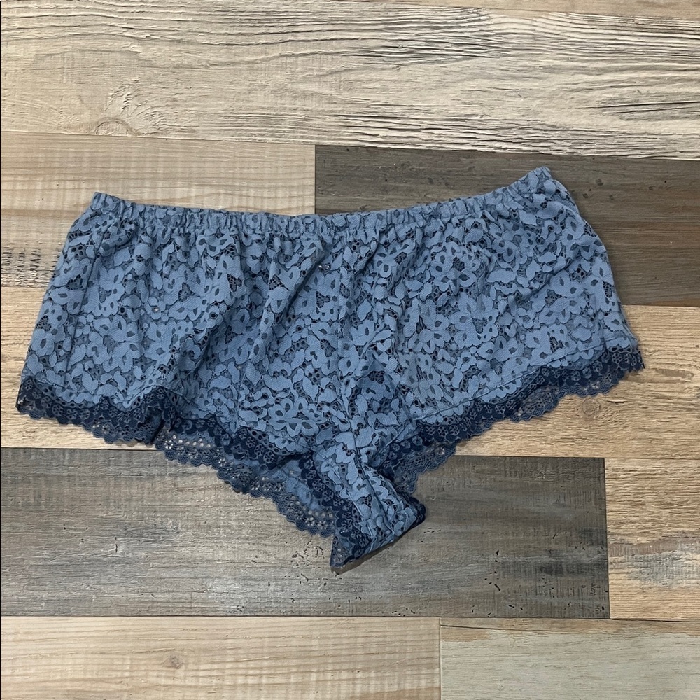 Victoria's Secret Women’s Lace Sleep Shorts Blue Sz XL Sleepwear Elastic Waist